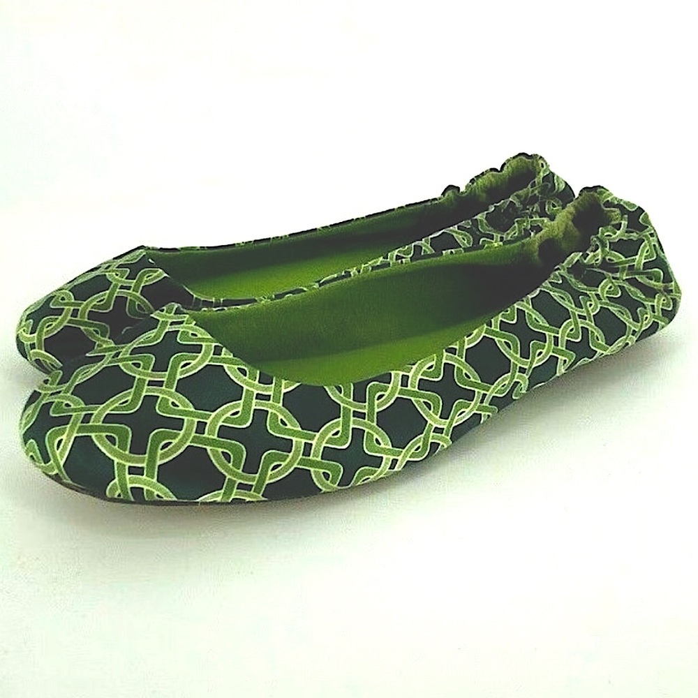 Vintage Banana Republic Green Geometric Printed Ballet Flats.